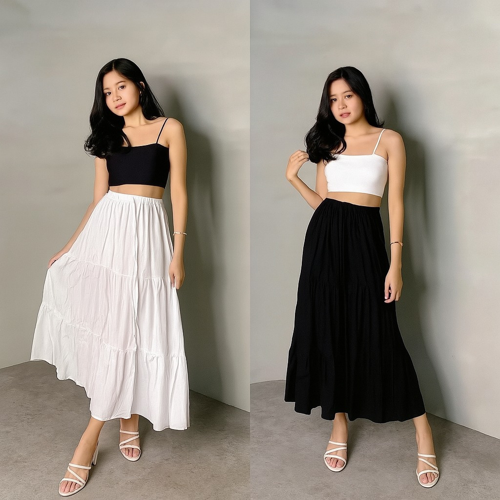Rok Cewek Kekinian Terlaris Model Trendy Fashionable Rok Panjang Wanita Termurah Nyaman Dipakai Keki
