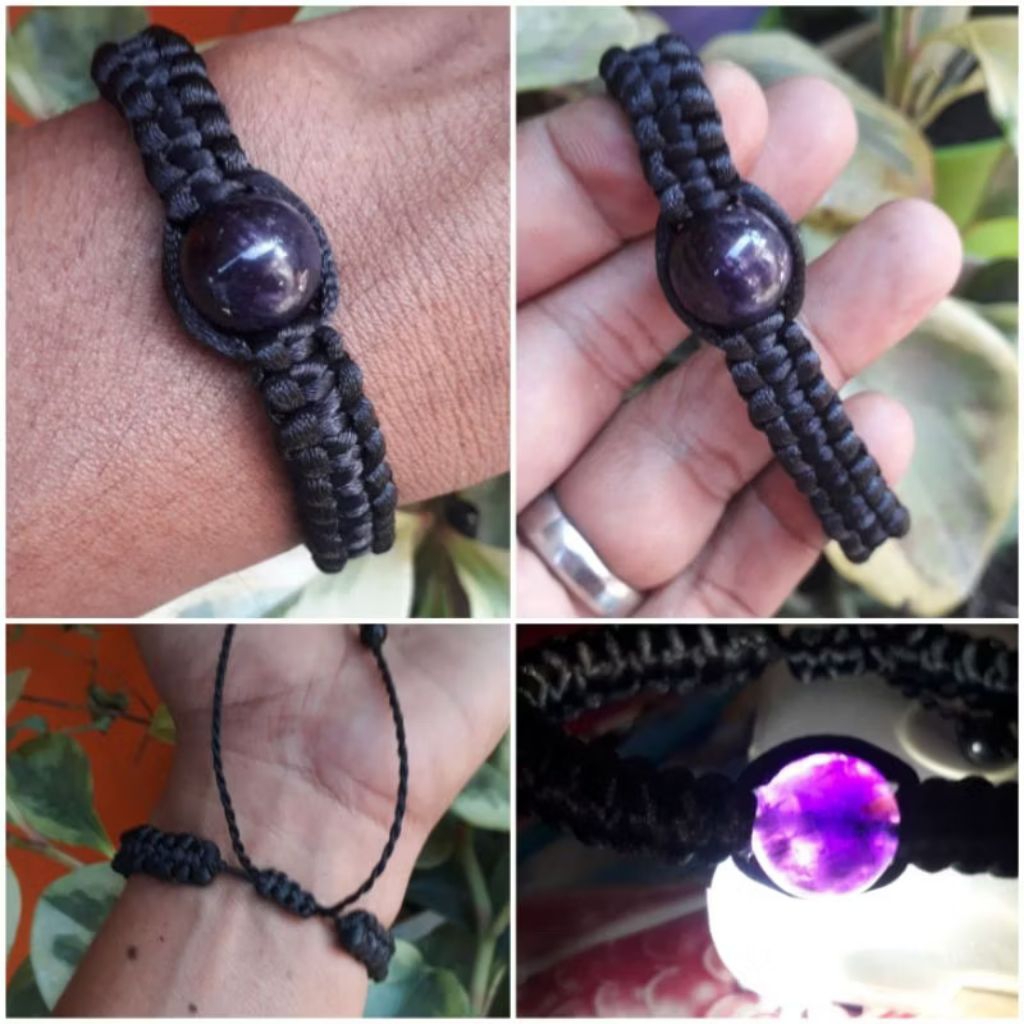 gelang macrame survival batu alam kecubung wulung original harga terbaik