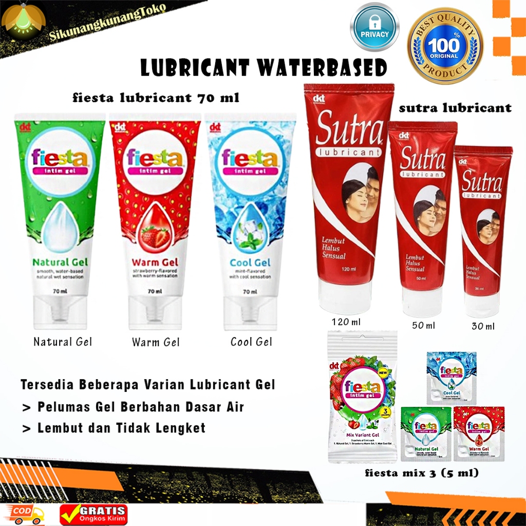 (skn) PRIVASI 100% TERJAMIN Sutra Lubricant Pelumas Waterbased Fiesta Strawberry Natural 30 50 70 12