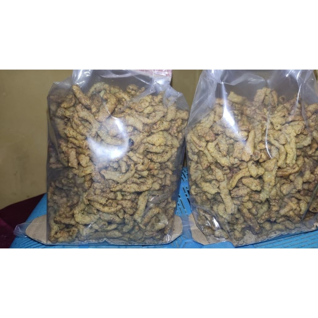 

kripik usus original dan pedas daun jeruk