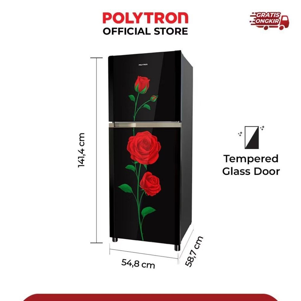 POLYTRON Kulkas 2 Pintu Belleza Varia 210 liter PRM 21CRX - hitam