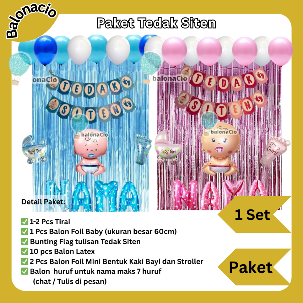 BALONACIO Paket Balon Acara Tedak Siten Baby Boy Girl