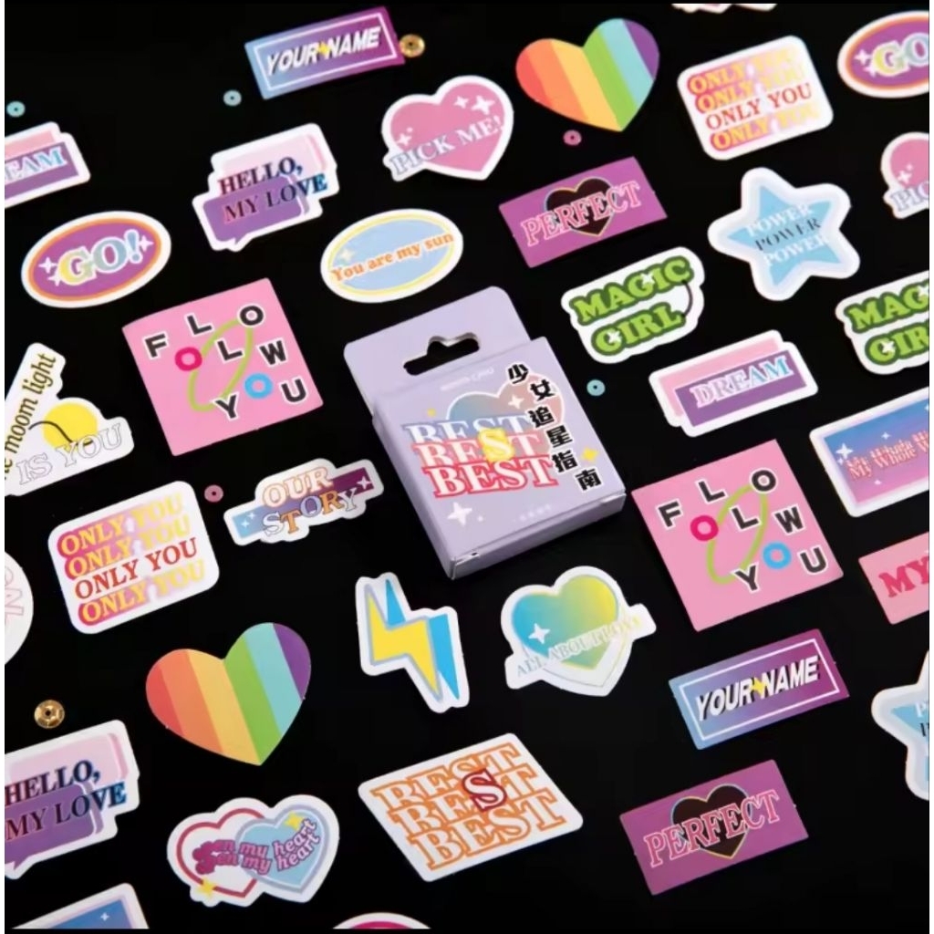 

46 Sticker Word Quotes Y2K Pop-Style Tipografi Cute Dekorasi Journal Planner Diary Scrapbook