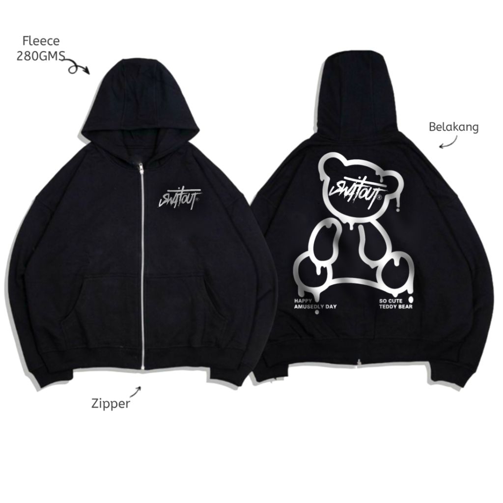 Switout Sweater Hoodie Teddy Bear - Jaket Hoodie Zipper Teddy Bear – Bahan FleeceTebal