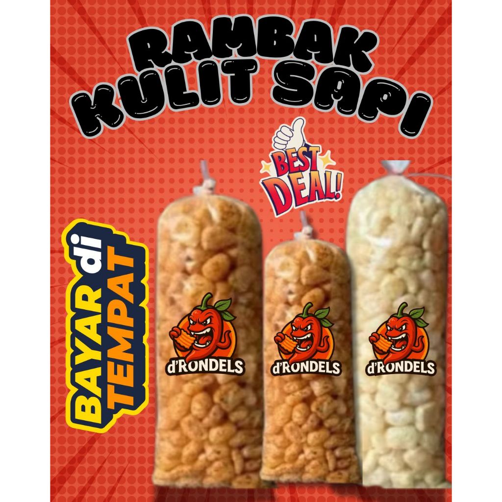 

Dorokdok Original/Pedas 200 Gram / Rambak kulit sapi varian pedes dan asin gurih 1 ball