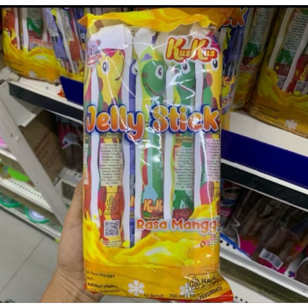 

ISI 10 Kus Kus Jelly Stick Rasa Mangga