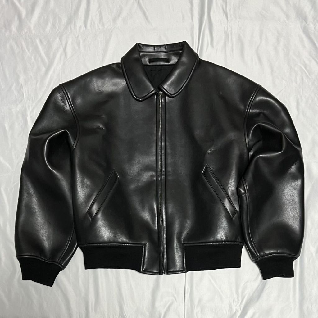 Bomber Leather Jacket Korean Style Unisex Pria Wanita