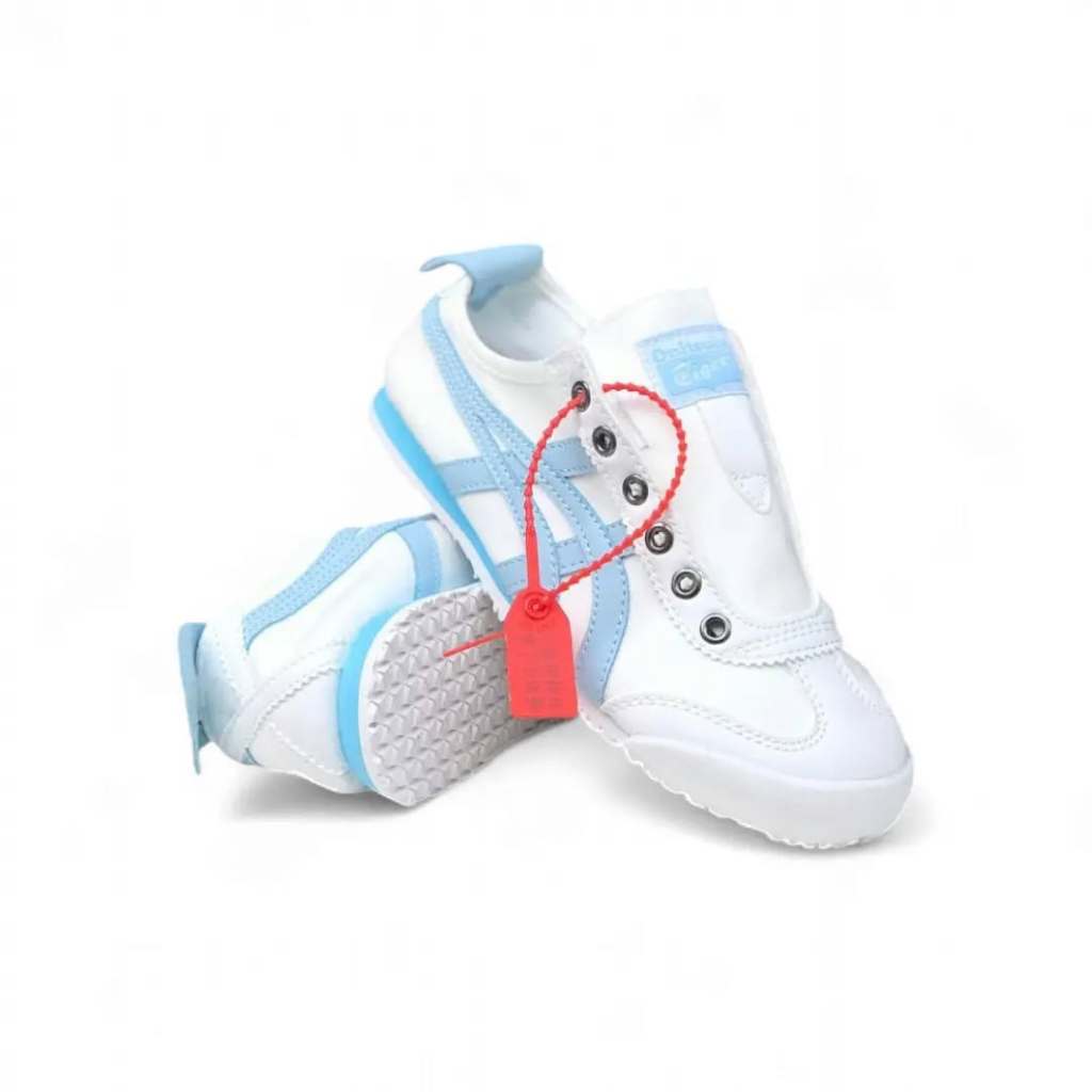 Sepatu Sneakers Wanita Onitsuka Tiger Mexico 66 – White Baby Blue (Tanpa Tali) Premium Quality