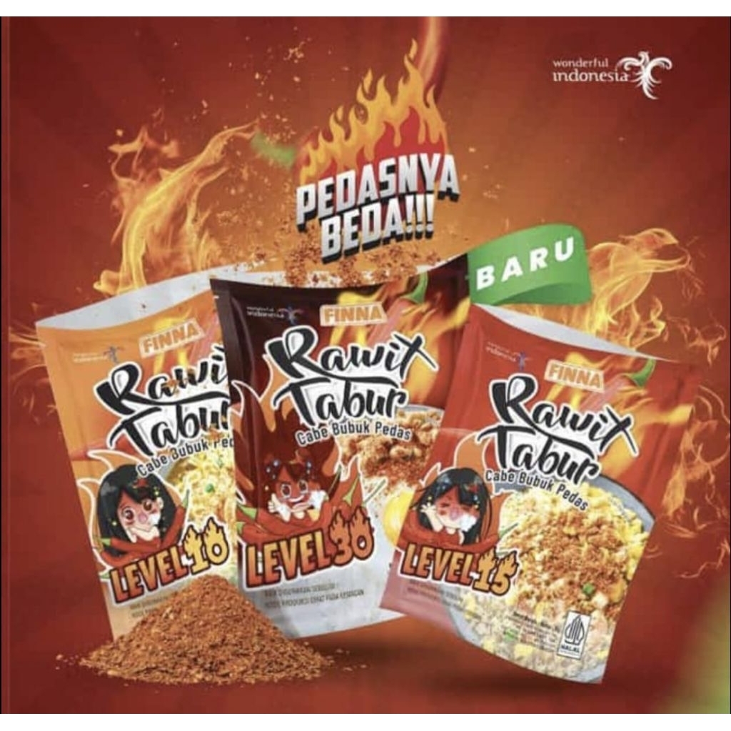 

FINNA Rawit Tabur Level 10/15/30 Bubuk Cabe Halal Pedas Berkualitas Ekonomis