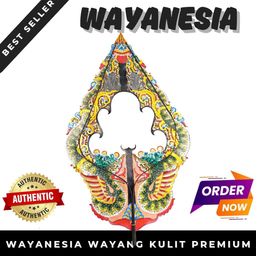 Wayang Kulit Asli Jogja Ukuran 60cm | Kulit Sapi Tebal | Gunungan Bolong Kayon | Koleksi Budaya Indo