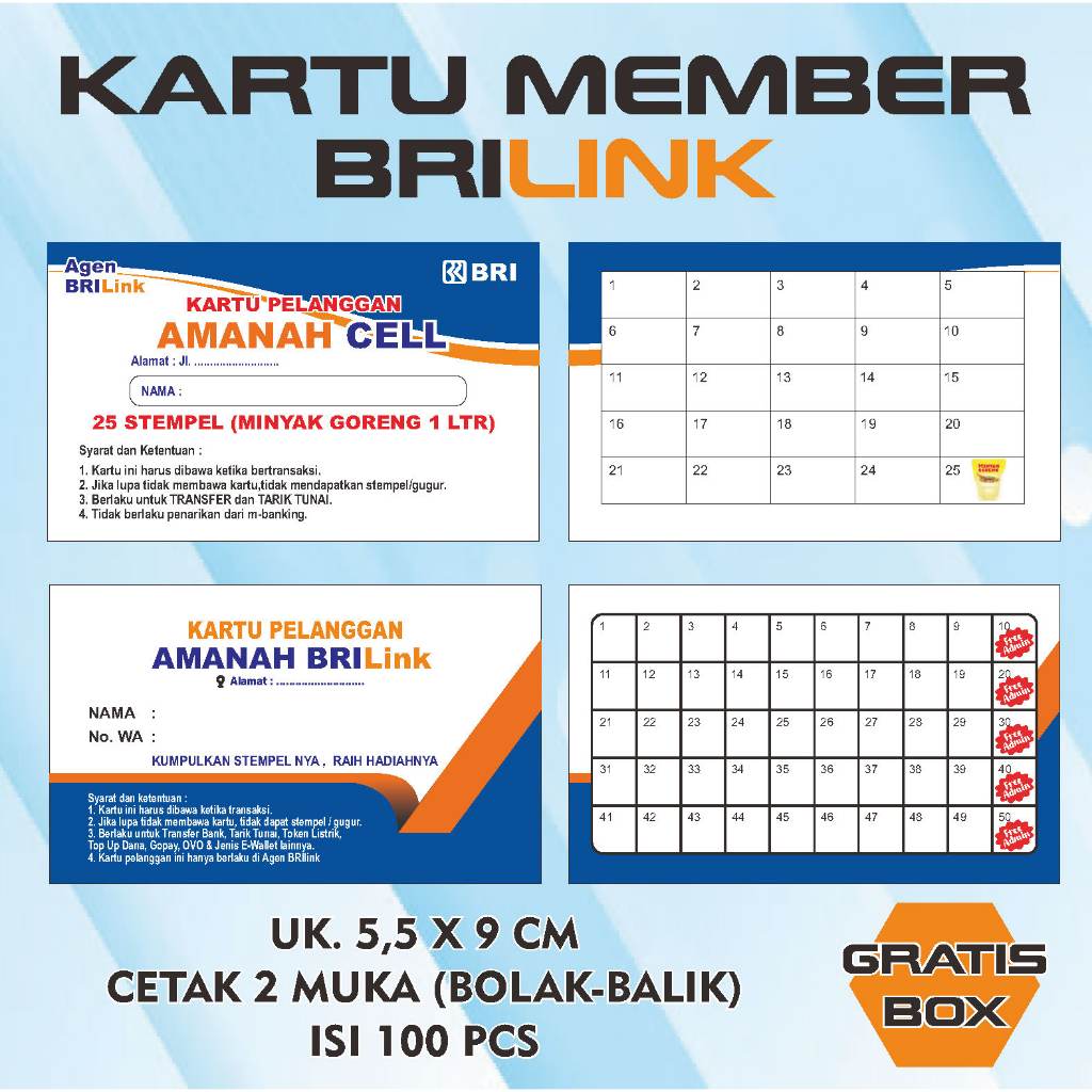 

[PROMO] KARTU MEMBER BRILINK 1BOX ISI 100