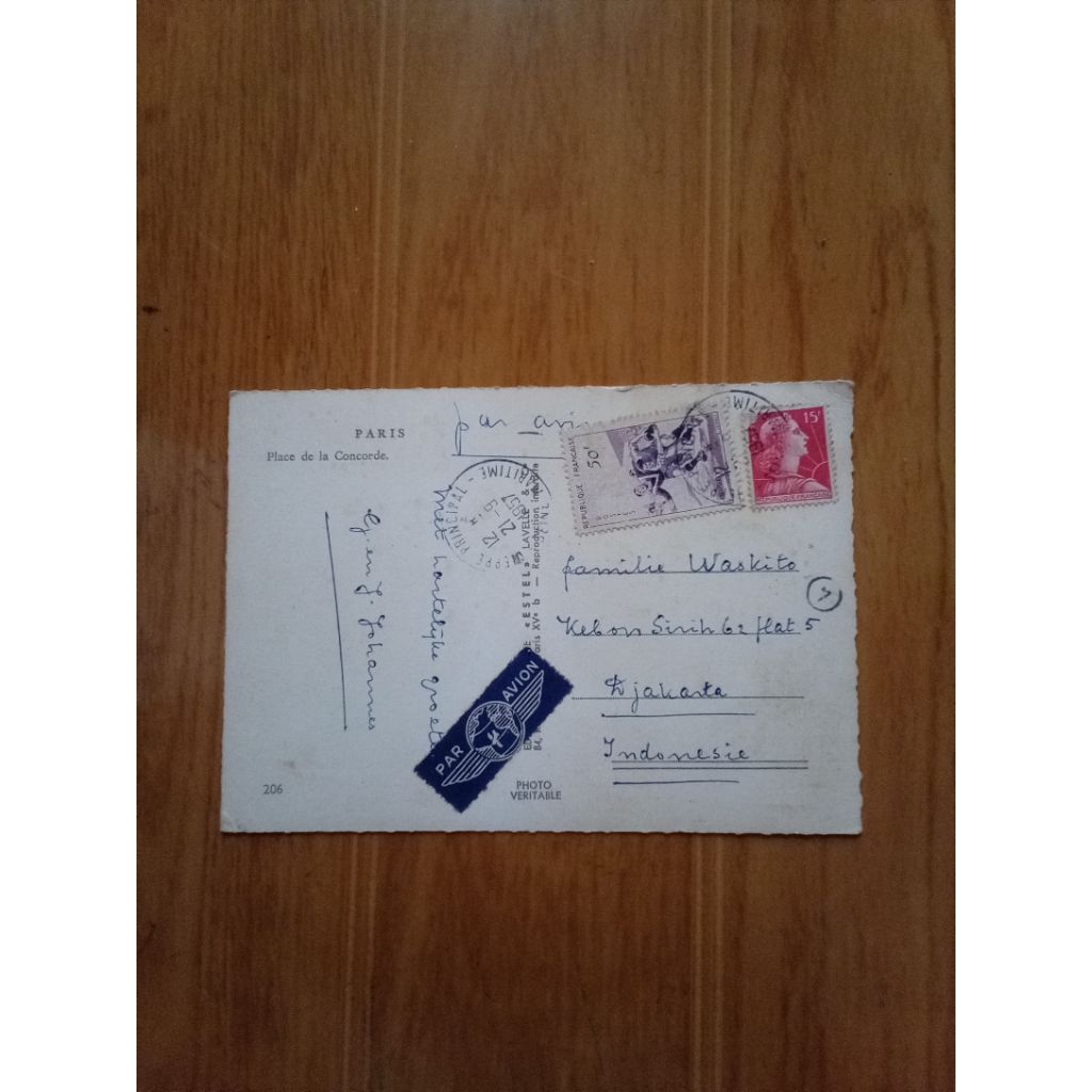 

postcard vintage perancis 1957