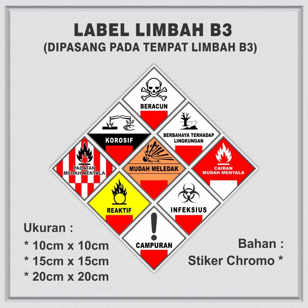

STIKER INFEKSIUS ( LABEL LIMBAH B3 ) UNTUK DIPASANG PADA TEMPAT PEMBUANGAN LIMBAH B3