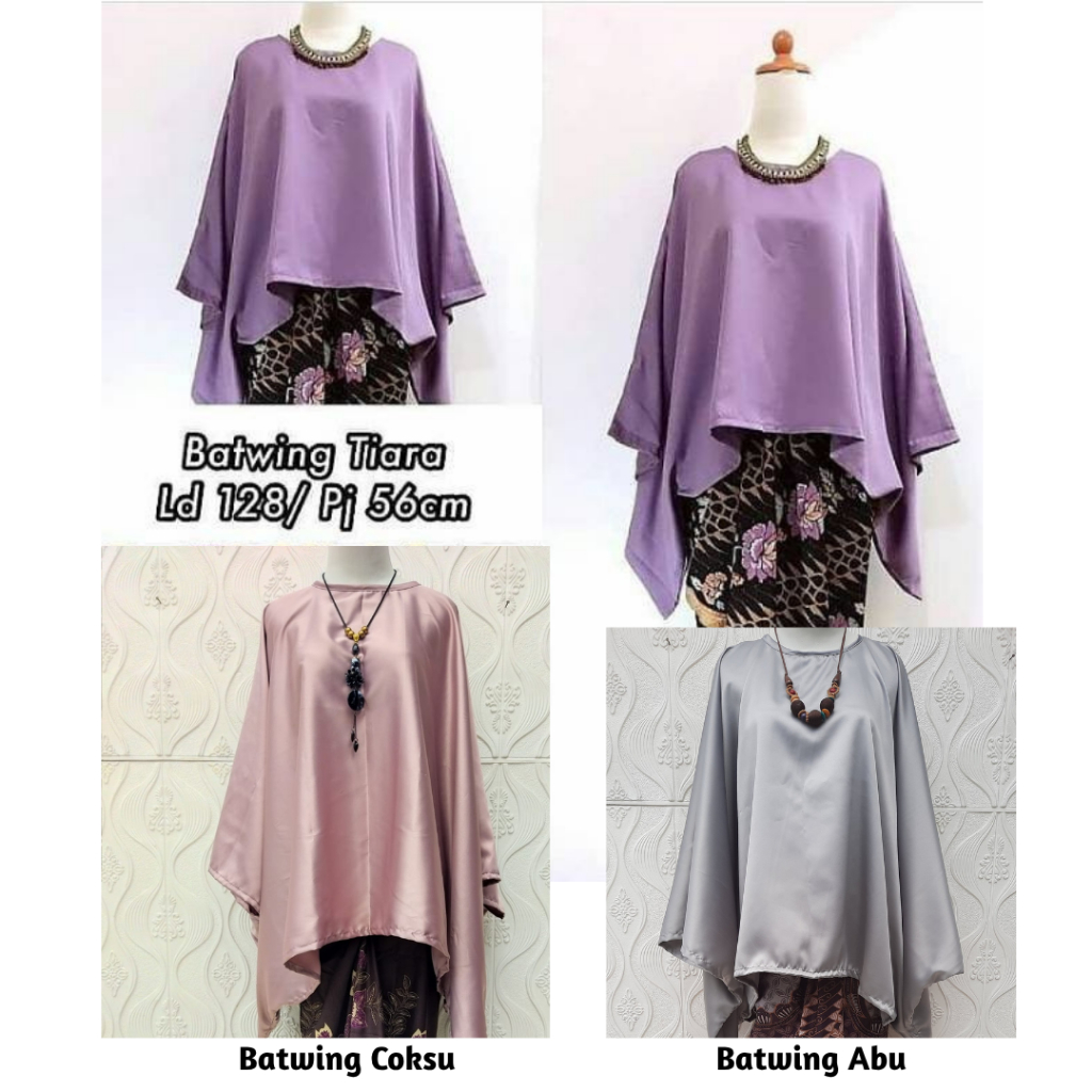 Terbaru Atasan Kebaya Wanita Remaja Model Lengan Batwing 78 Baju Blouse Satin Murah Outfit Kondangan