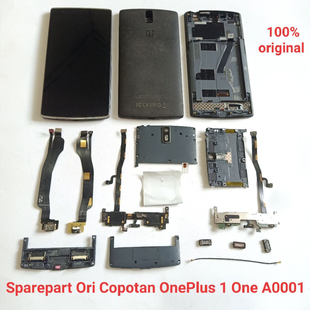 Sparepart hape OnePlus 1 One A0001 Second Original Copotan Normal  Baterai Blp571  tutup mesin atas 