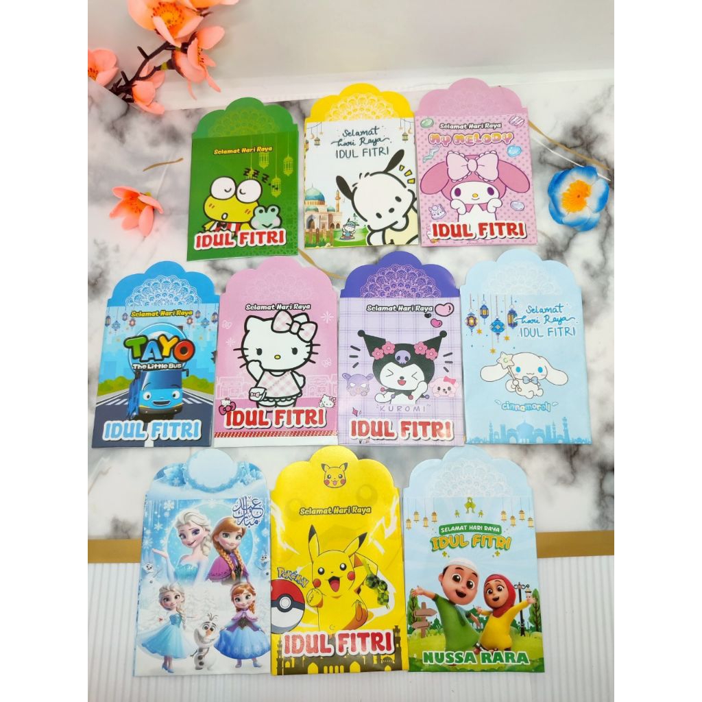 

Amplop Per 100 Pcs( 10 pack) Amplop Karakter Kartun Amplop Lebaran Hari Raya Idul Fitri