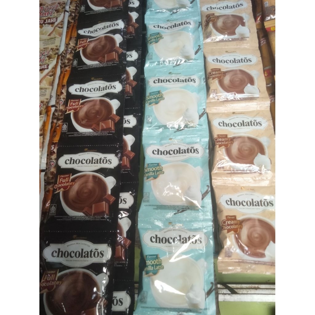 

chocolatos varian chocolaty,vanilla latte, dan creamy chocolatey