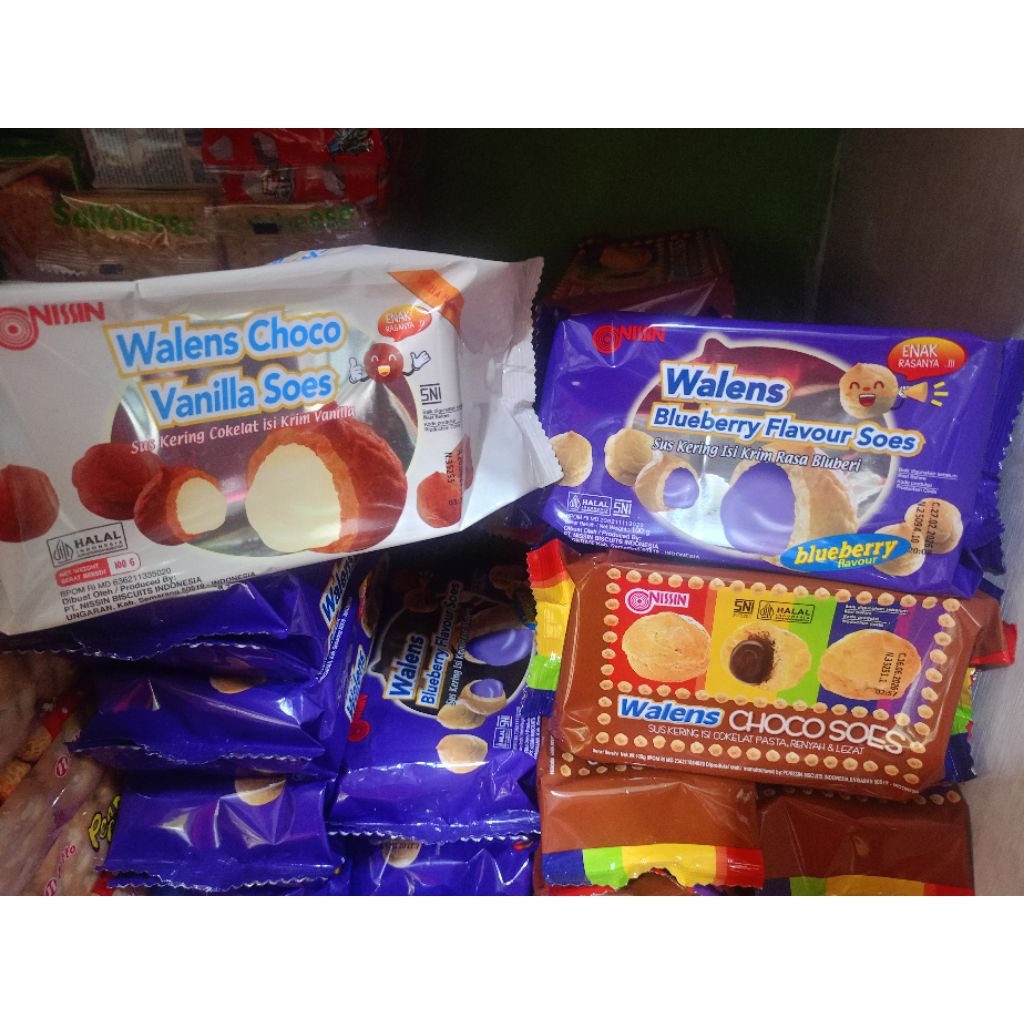 

Walens soes 3pcs Choco/vanila/bluberry Nissin