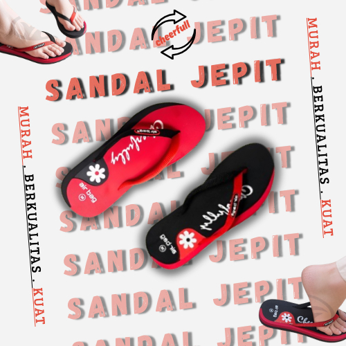 Sandal Jepit Santica Cheerfull Black and Red – Cocok untuk Santai & Harian