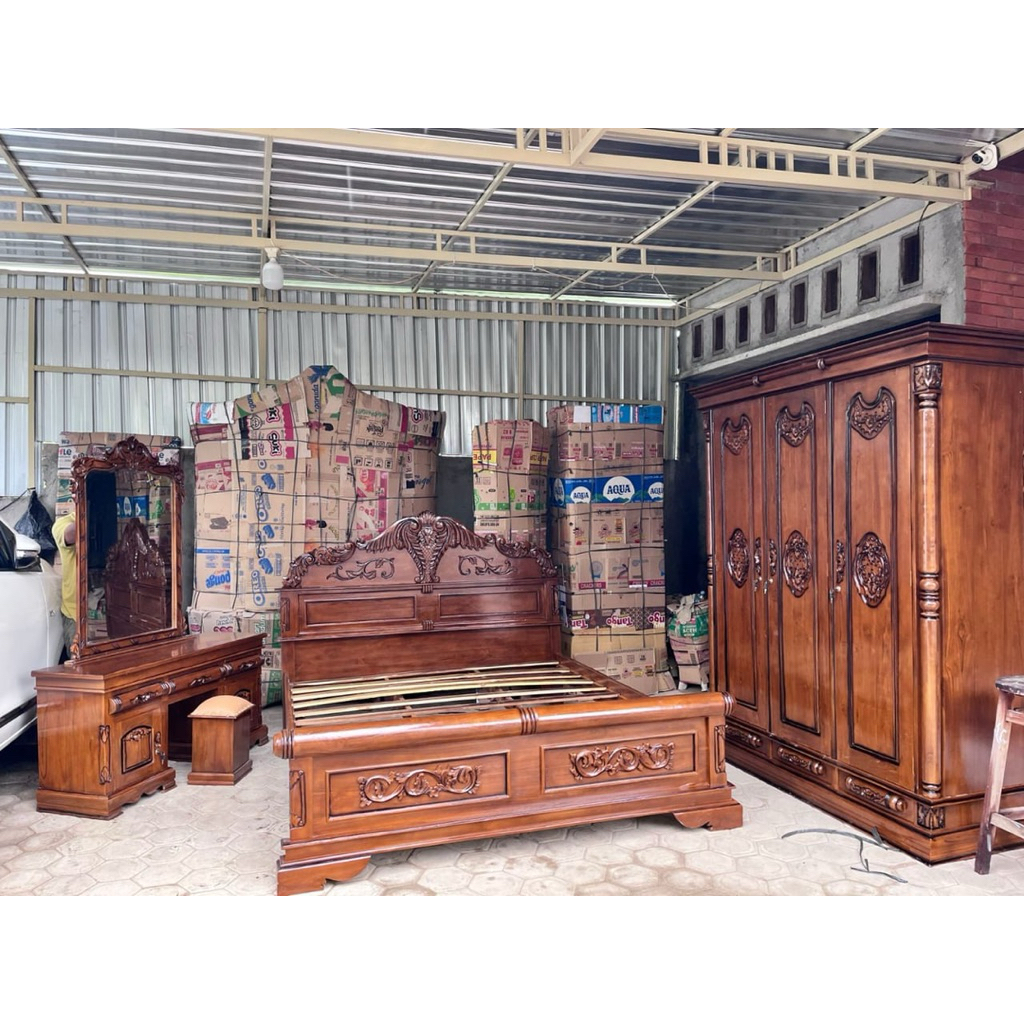 Set kamar kayu jati Kamar set bahan kayu jati asli