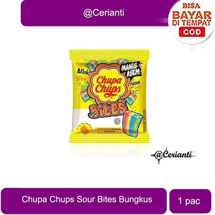 

Chupa Chups Sour Bites 56g Permen Lunak Asam Cerianti