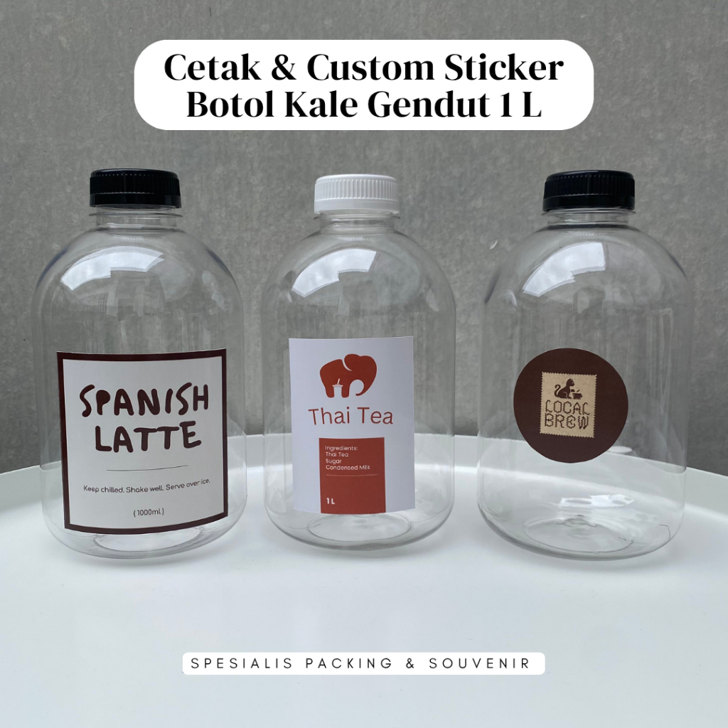 

Cetak Custom Stiker Botol Kale Gendut 1 L 1000 mL 1 Liter | Print Label Sticker Logo