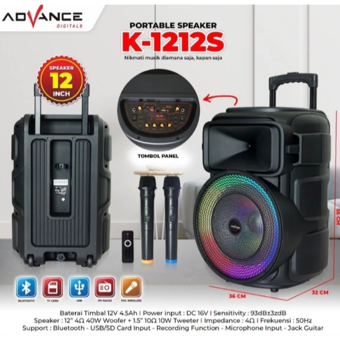 ADVANCE SPEAKER PORTABLE BLUETOOTH K 1212S