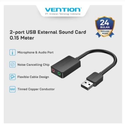 Vention USB Sound Card 2 lubang ( mic + headset)