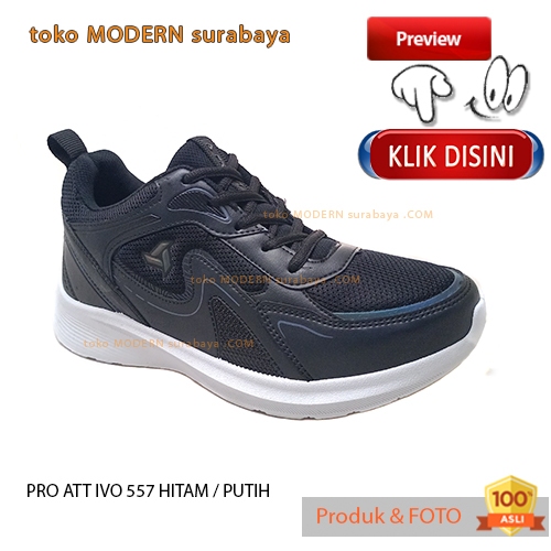 Sepatu sekolah unisex TALI trendy terbaru PRO ATT IVO 557 HITAM / PUTIH