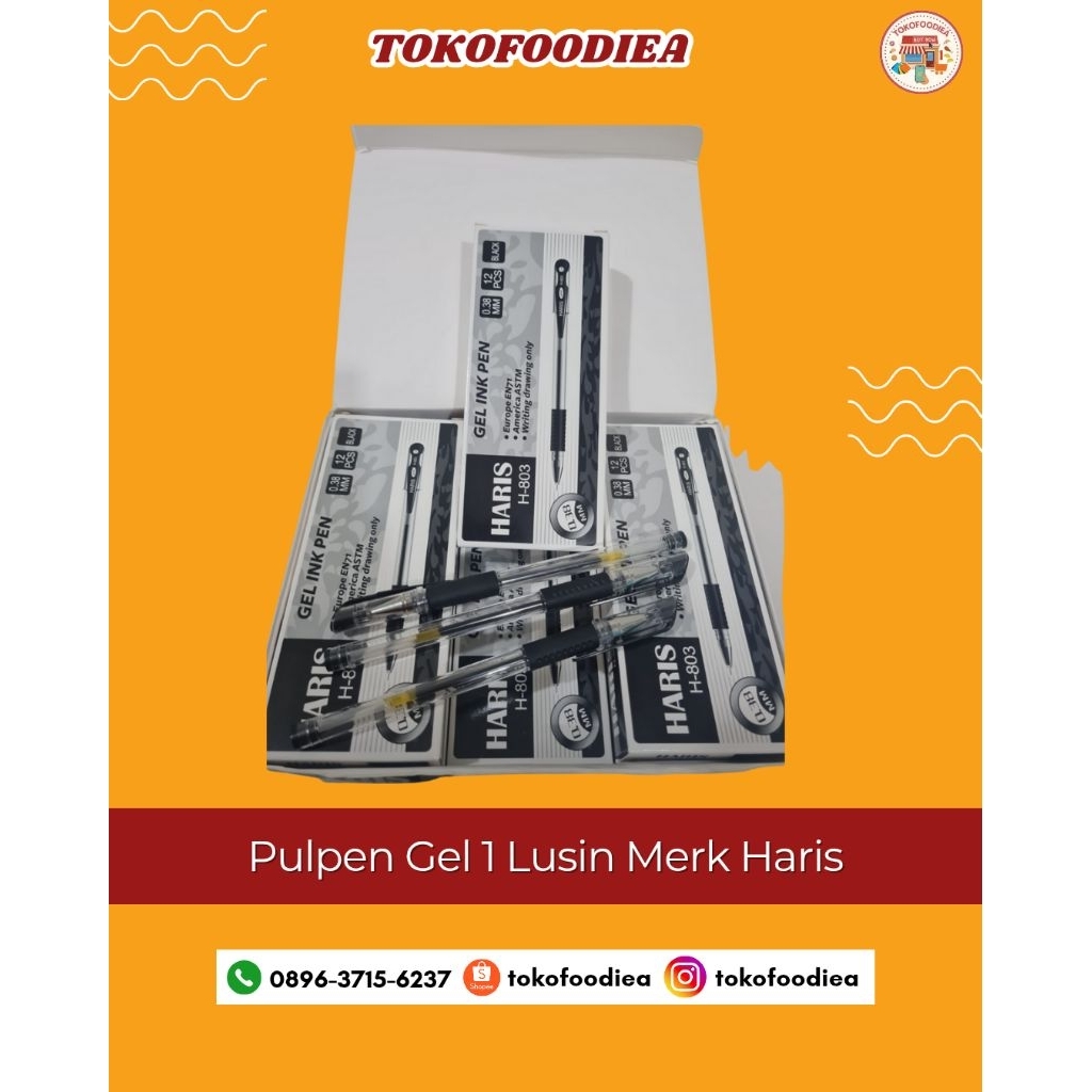 

Pulpen Gel Haris 1 Lusin Warna Hitam Bolpoint Gel Haris Tinta Hitam Termurah | Tokofoodiea