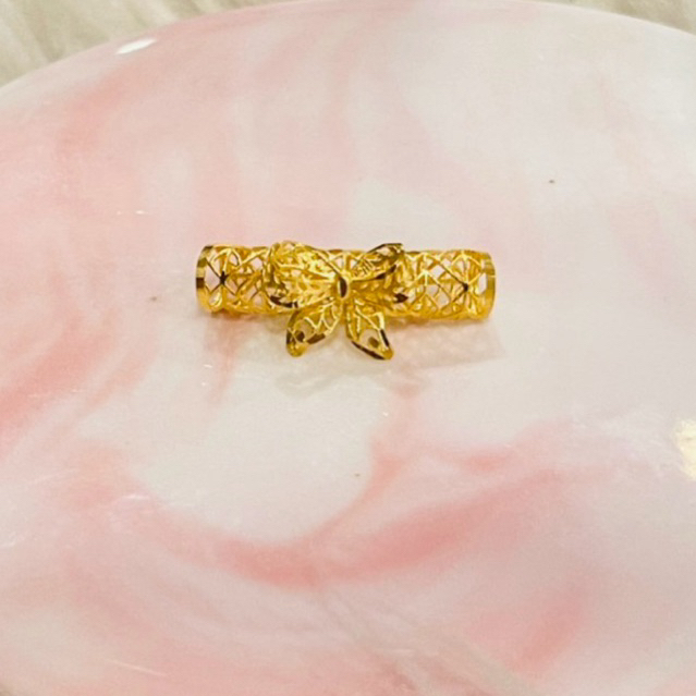 gelang tali liontin pita tabung kerawang simple elegant emas asli kadar 700