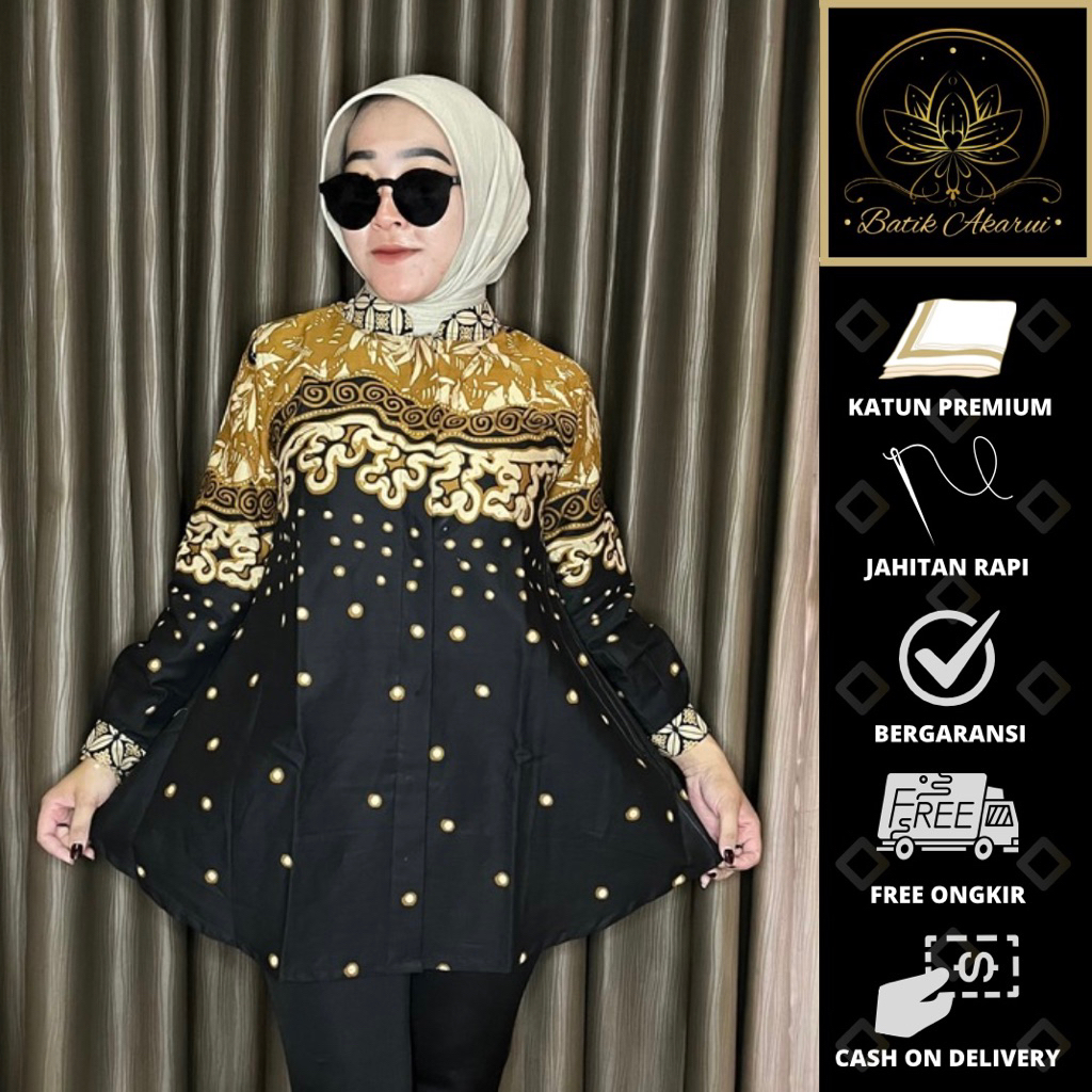 Batik Wanita Modern Baju Batik Wanita Blouse Wanita Lengan Panjang Baju Batik Kerja Jumbo Wanita