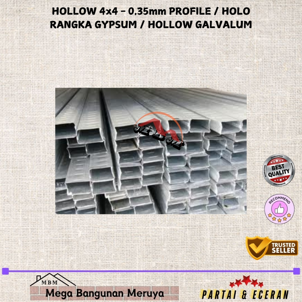 HOLLOW 2x4 - 0..3 mm PROFILE  HOLO RANGKA GYPSUM HOLLOW GALVALUM