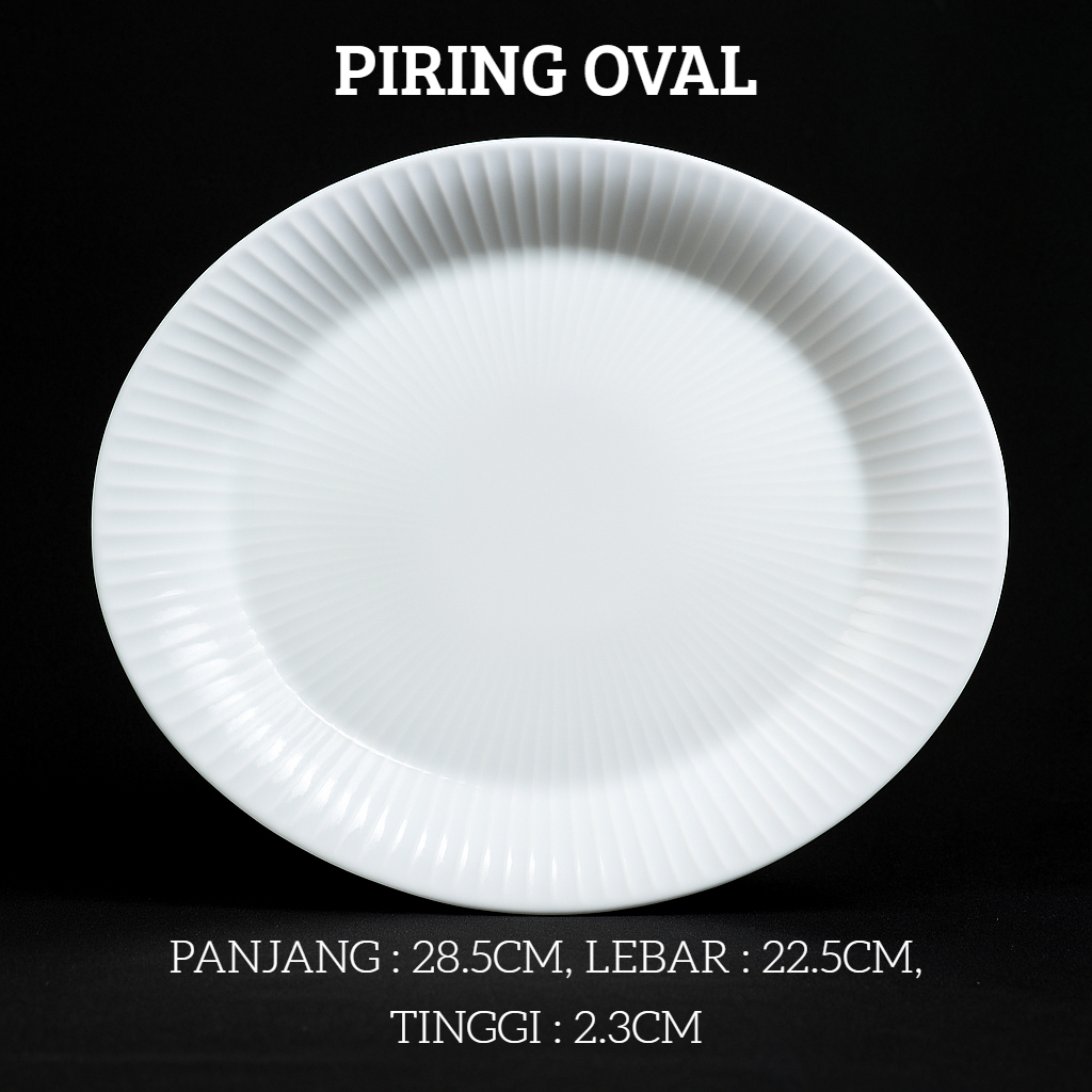 PIRING OVAL RAMEKIN KERAMIK PORSELEN PUTIH POLOS PANJANG 28.5CM | SANJAYA KITCHENWARE