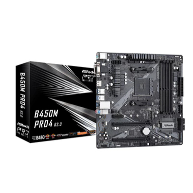 ASRock B450M Pro4 R2.0 (AM4, AMD Promontory B450, DDR4, USB3.2, SATA3)