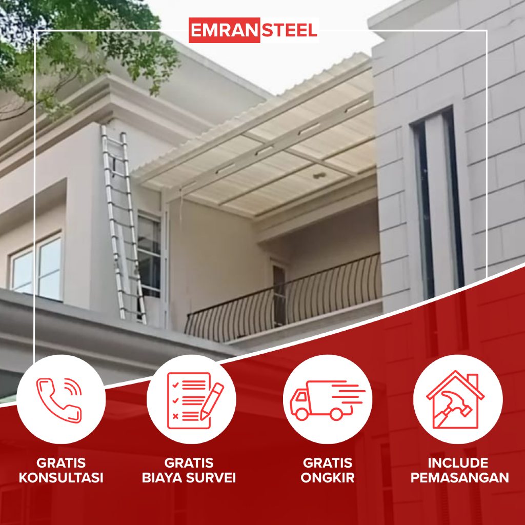 KANOPI BAJA RINGAN EXCLUSIVE ATAP uPVC TRANSLUCENT/SEMI TRANSPARAN