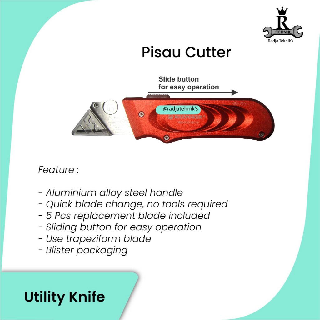 

Maxpower Cutting Tools \ Utilty Knife Art Knife \ Pisau Cutter \ Cutting Tools Maxpower
