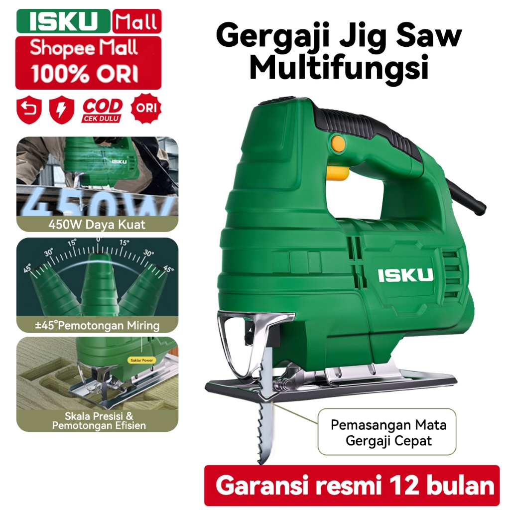 ISKU Gergaji Jig Saw Multifungsi Gergaji papan berdaya tinggi Gergaji potong Gergaji tangan Perkakas