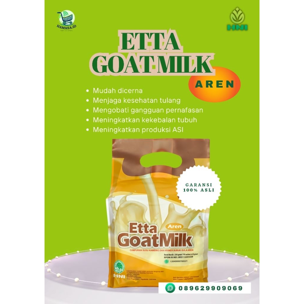 

Etta Goat Milk Aren | susu kambing HNI HPAI | Tulang | nyeri sendi | 100% ASLI