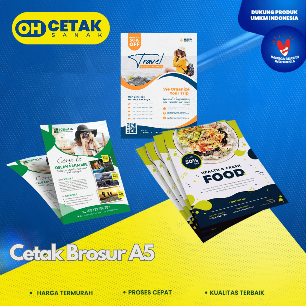 

Paket Hemat Flayer | Cetak Brosur Berwarna Bahan Art Paper Ukuran A5 1 Rim - SATU SISI - Oh Cetak Sanak