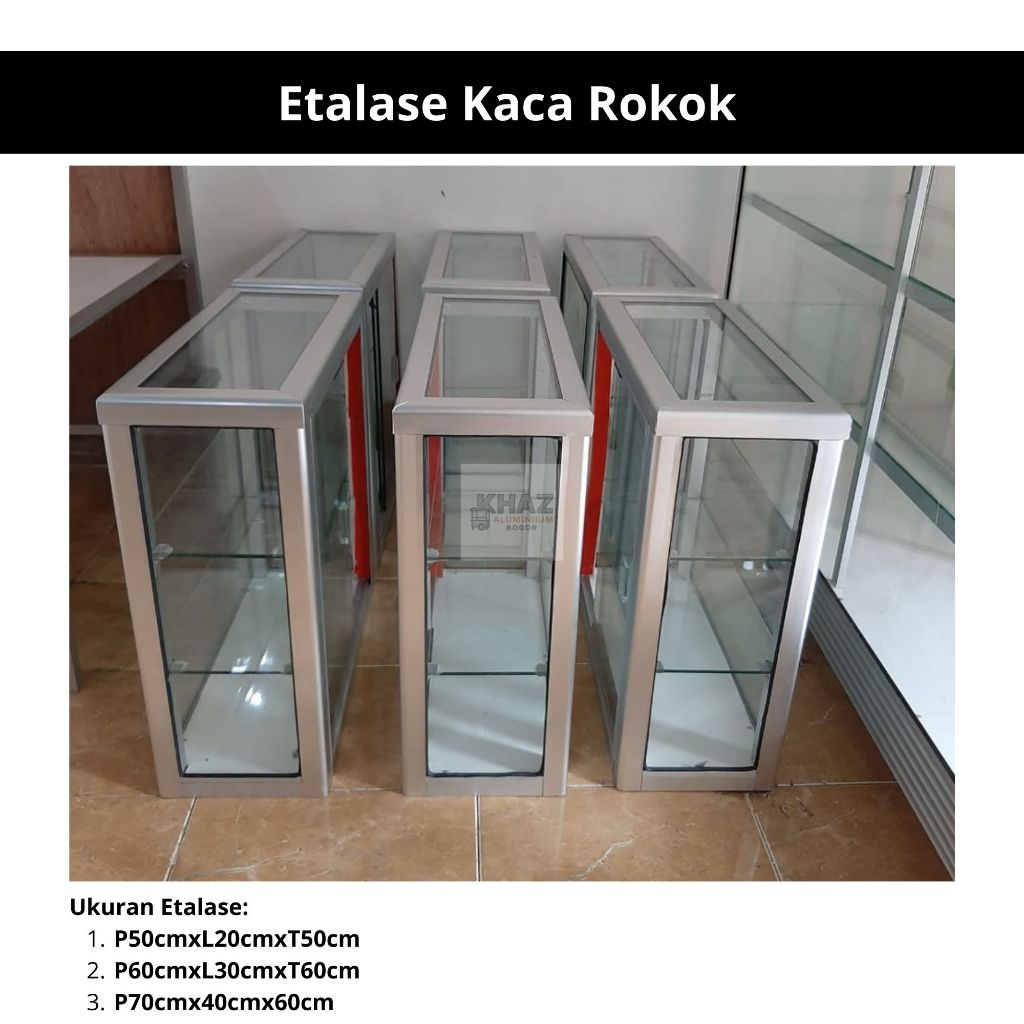 Etalase Rokok Aluminium Kaca Sliding Mini Rak Display Toko