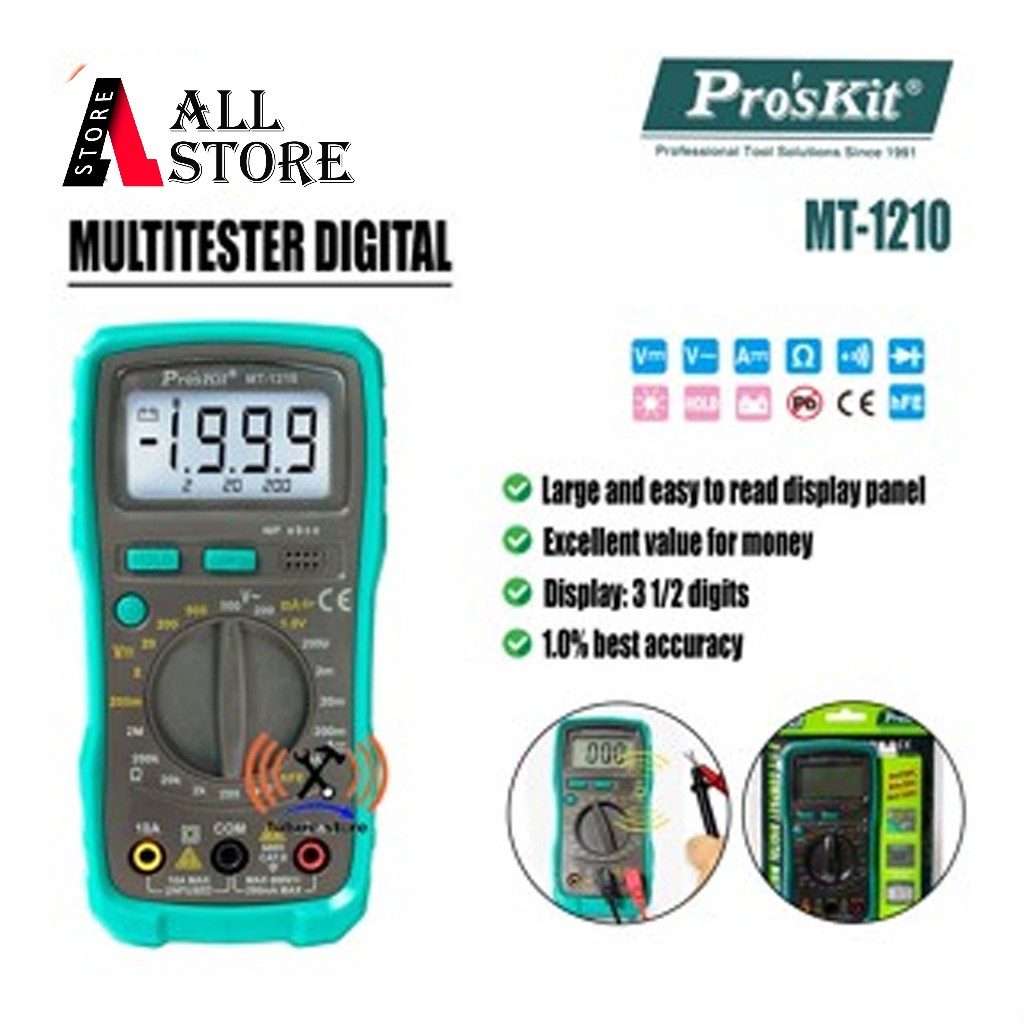 ProsKit MT-1210 3 1/2 Compact Digital Multimeter - Avometer - Multimeter Digital Proskit MT-1210 Ori