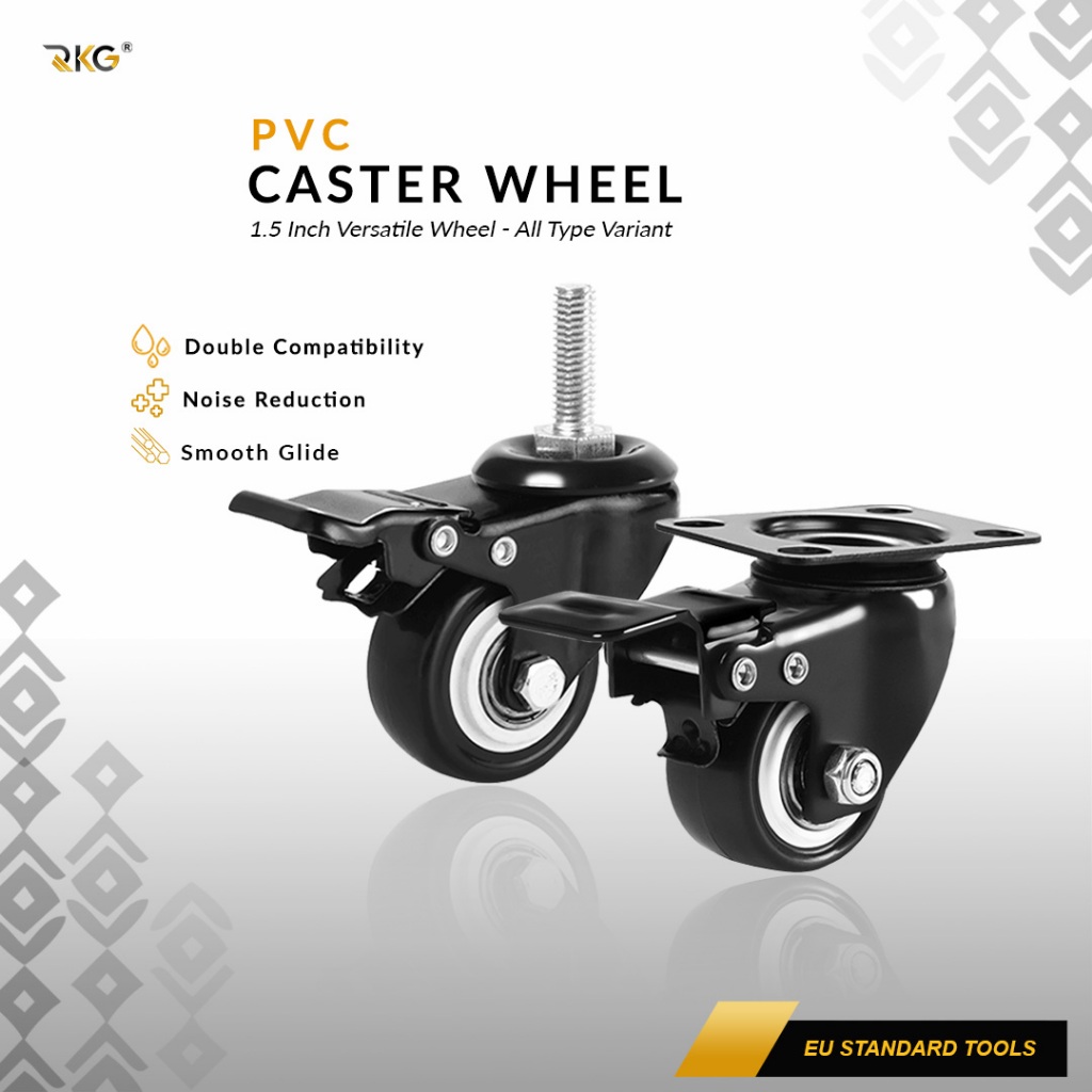 Roda Caster PP Troli 1.5 Inch Black Roda Furnitur Rak Serbaguna