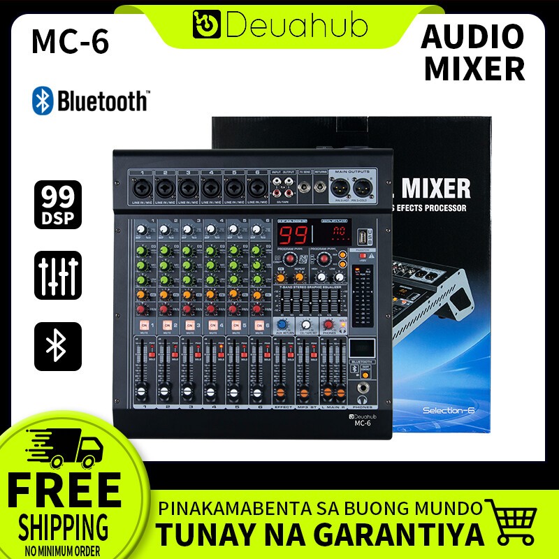 Deuhuab Mixer Misker Audio Mixer Audio Mixer 6-Chanel Premium 6 Original 6 Channel 6CH MP3 USB Bluet