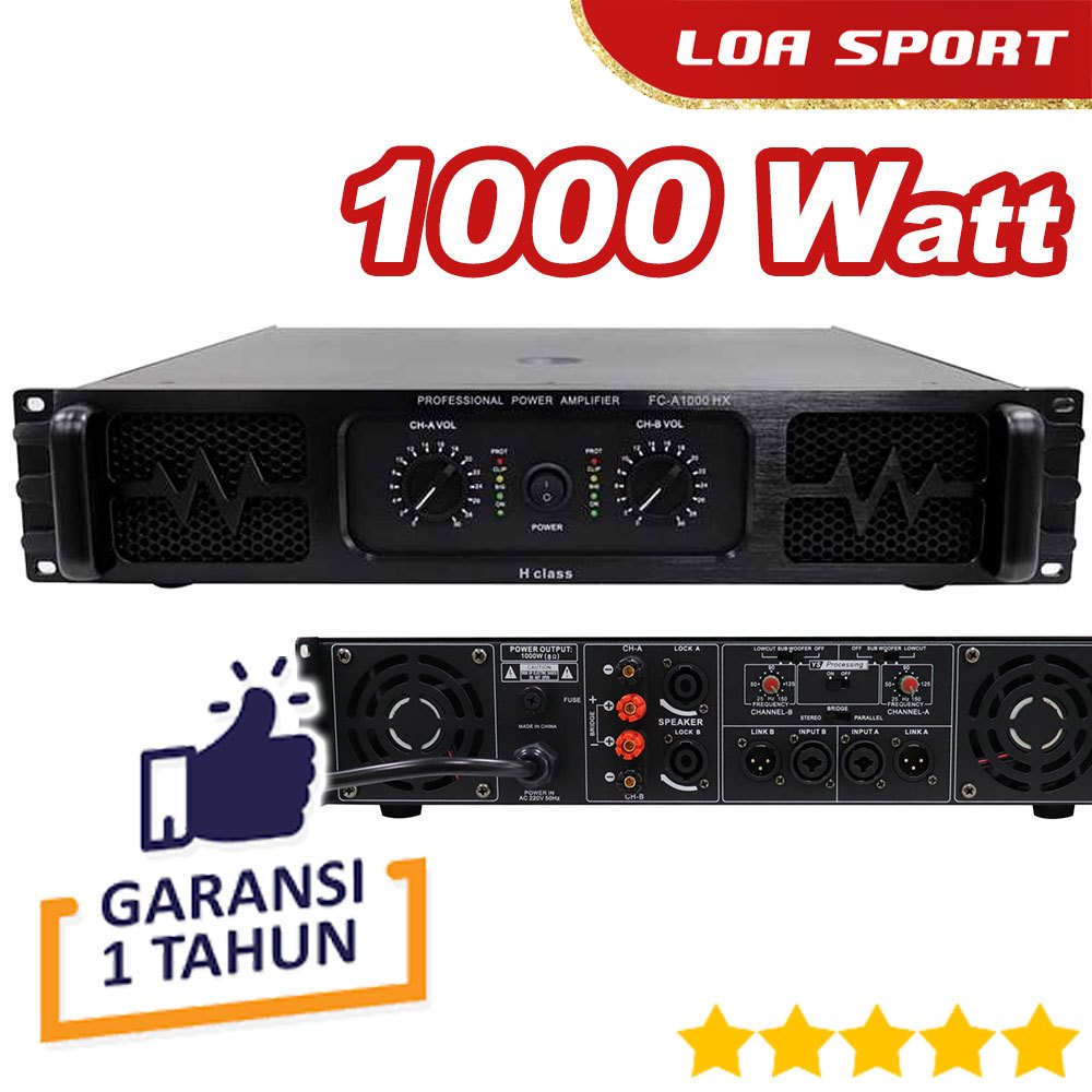 Power Amplifier 1000 Watt Real Audio Profesional 2 Ch untuk KTV Bar Home Theater Garansi 1 Tahun