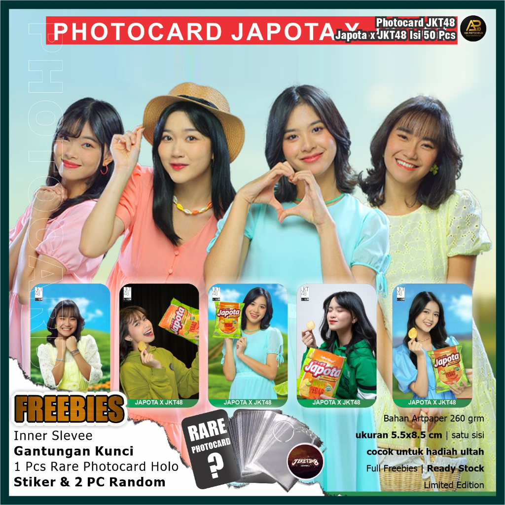 Photocard JKT48 Edisi Japota x JKT48 isi 50 Pcs Fanmade | Bonus Ganci, Rare Card, 2 PC random, Stike