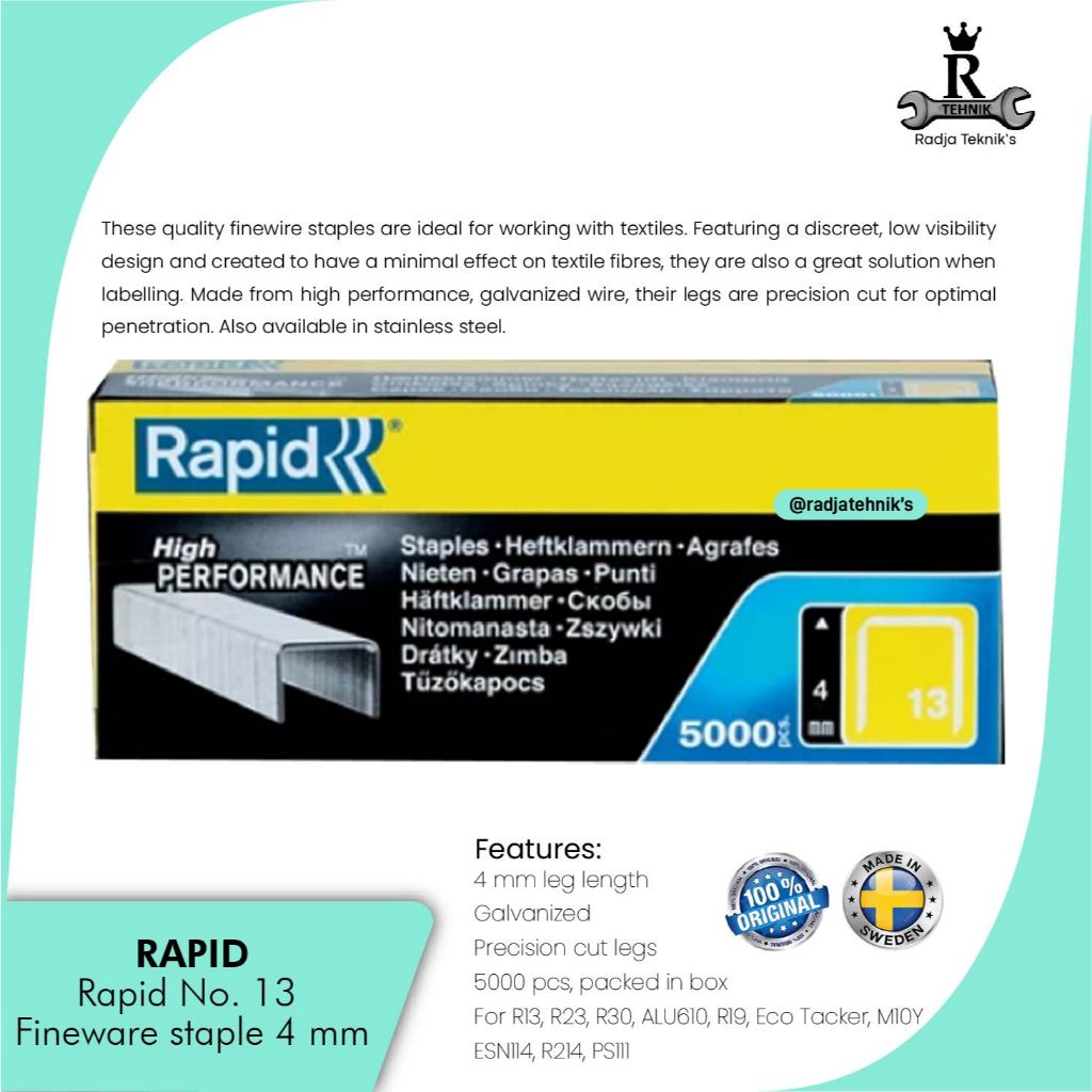 

RAPID STAPLE \ Isi Staples 13/4mm Galvanised \ Isi Staples isi 5000 Pcs