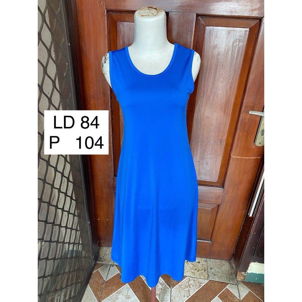 Electric Blue Midi Dress Sleeveless Wanita Biru Elektrik - preloved