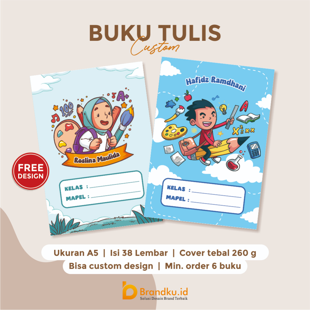 

Buku Tulis Custom A5 38 Lembar Buku Tulis Karakter Anak / Custom Book / Buku Tulis Anak Brandku.id