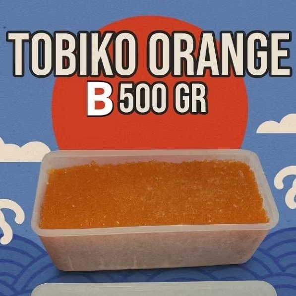 

Tobiko Orange Grade B 500gr – Telur Ikan Terbang Halal | Flying Fish Roe Segar